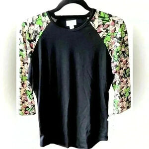 Lularoe‎ Small Disney Randy baseball style t shirt  with Goofy arms! NWT.